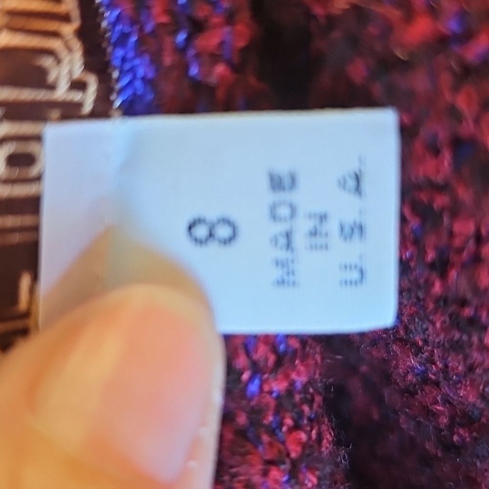 St. John Purple, Blue & Red Cardigan Sweater. Vintage. Oversized 8. 2 Pockets - Picture 9 of 10